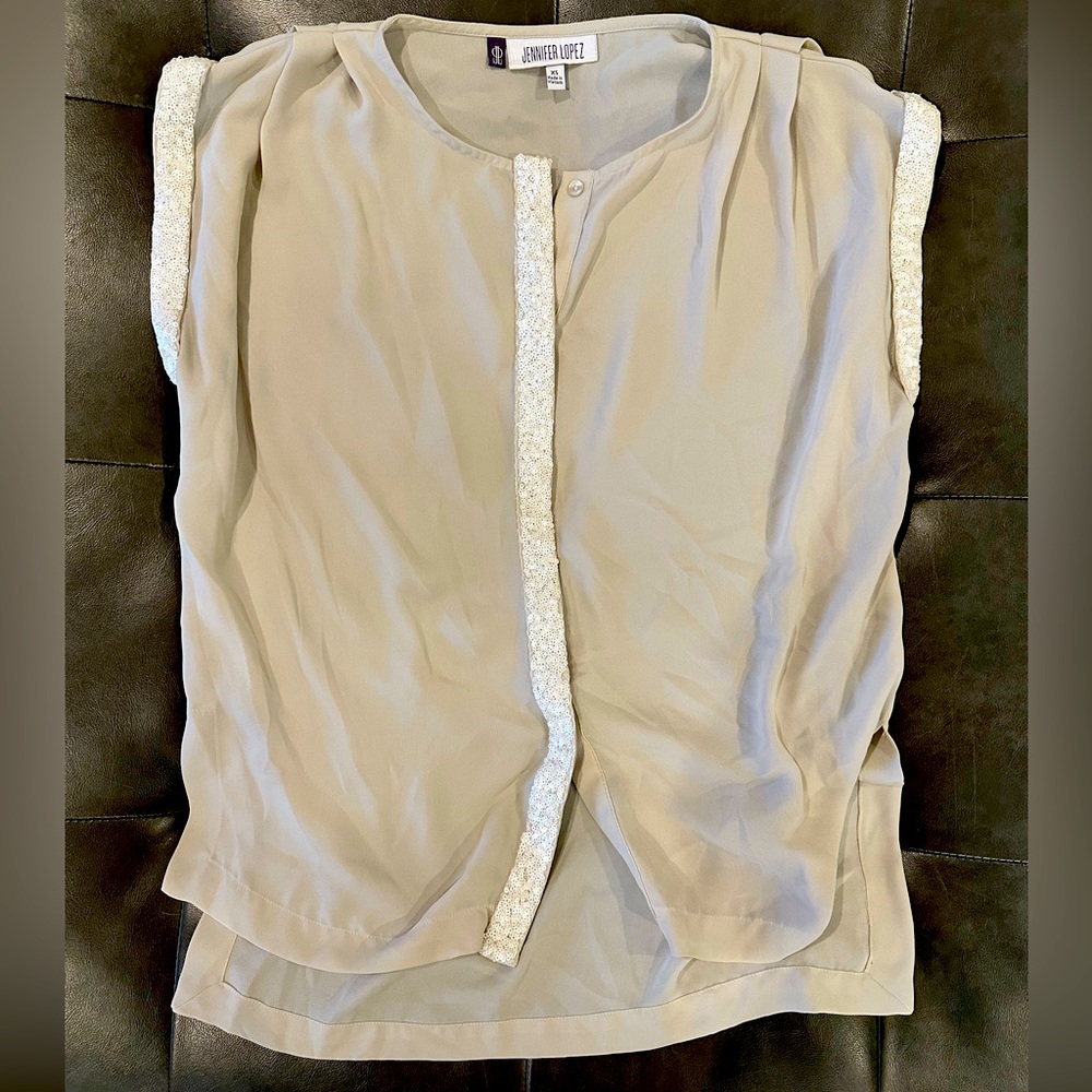 Khaki colored sparkle top
